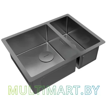 Кухонная мойка Paulmark Next 58/2S Uni PM225844-GM (вороненая сталь) картинка 2